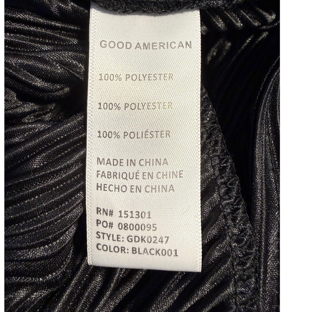 GOOD AMERICAN Black Always Fits Plisse Maxi Dress Pleated Ruched Size 3/4 L/XL - Picture 8 of 9